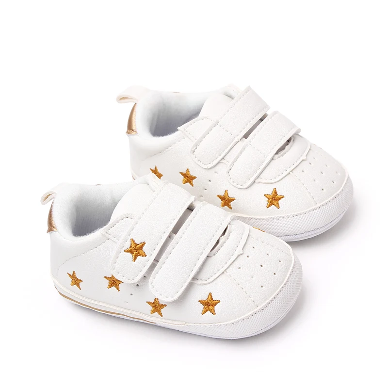 Directly Baby Shoes Factory Hot Selling Soft PU Leather Non-slip White Baby Sport Shoes Walking Shoes details