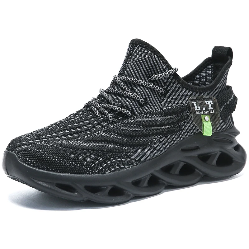Wholesale Weave Twisted Bottom Big Size Running Shoes Light Weight Running Sneakers Jogging Footwear for Men