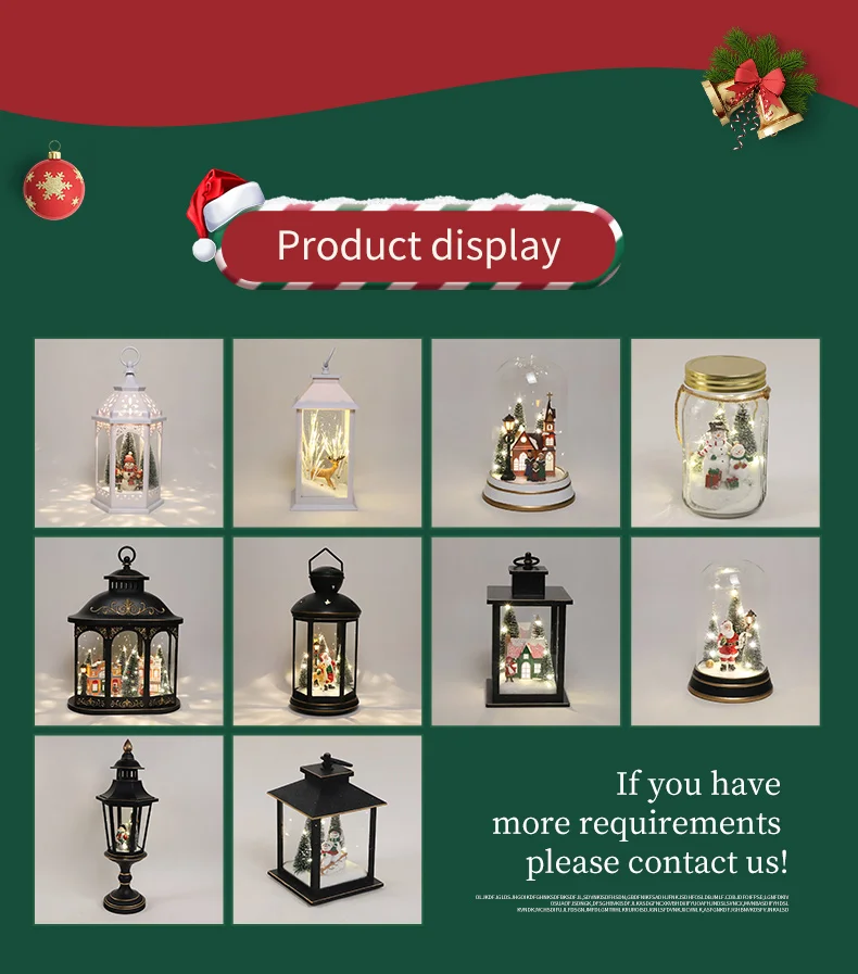 Fancy Transparent Glass Bottles With Resin Christmas Figurine Inside Mini-Landscapes With Led Lighted Santa Claus Xmas Home manufacture