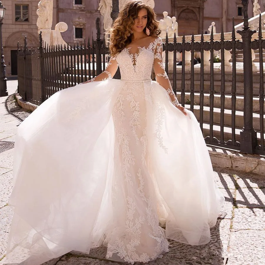 Modest Lace Mermaid Wedding Dresses 