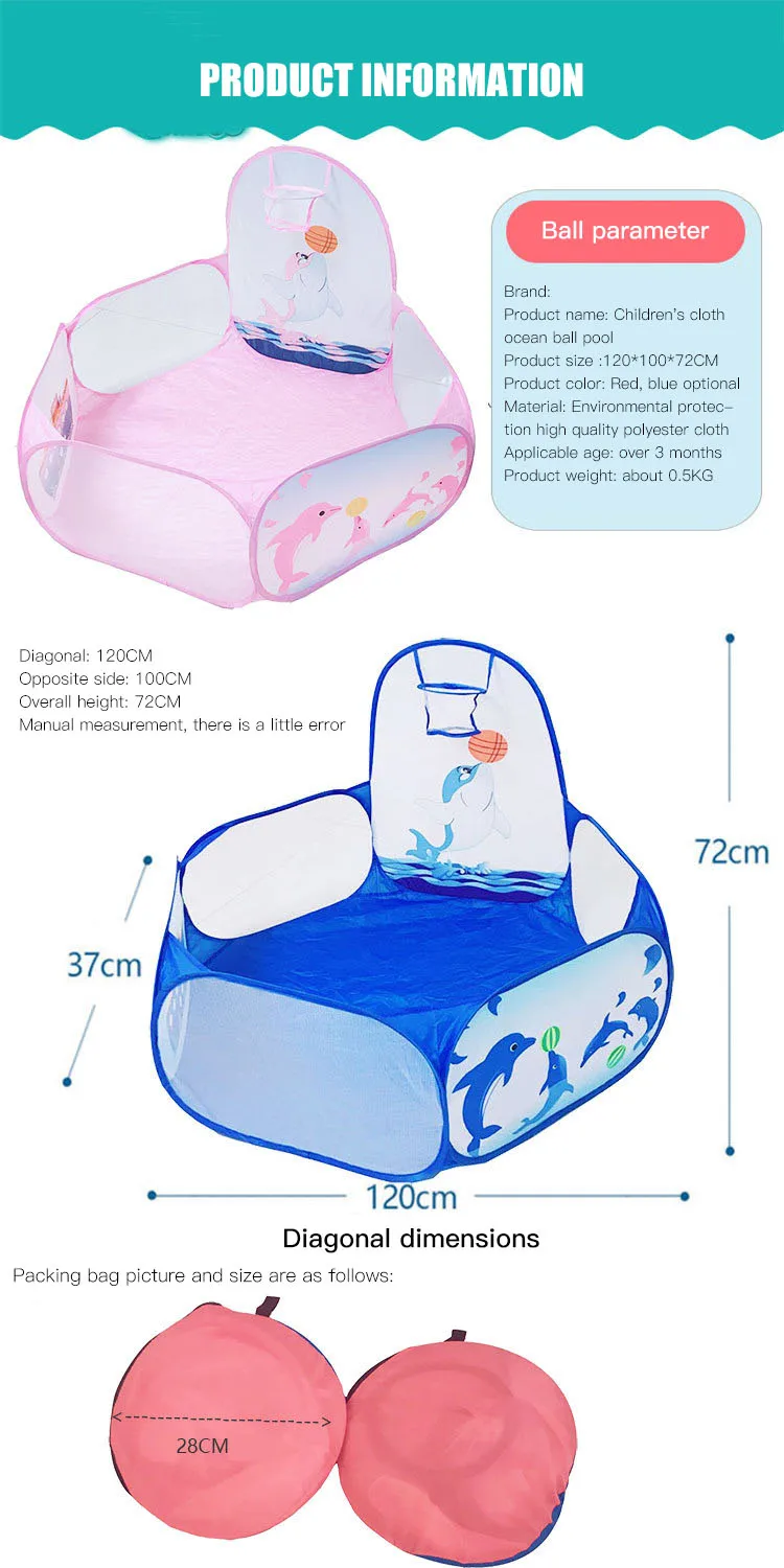 product wholesale foldable tent kid castle blue play tent toys ball pool for children-12