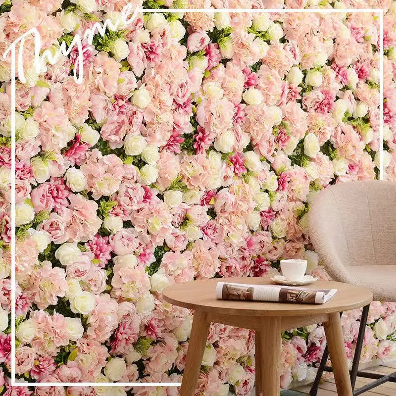 Environmental Friendly  Materials Custom Style Wedding Artificial Silk Flower Wall Panel Backdrop Preserved Rose Flowers