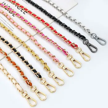 Wholesale 120cm Cell Mobile Phone Straps Woven Leather Bag Chain Strap Long Crossbody Mobile Phone Lanyard Case Chain for Women