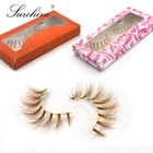 Eyelashes Eyelash Surchine Hot Selling Blonde Grey Colorful Real Mink Eyelashes Individual Colored Mink Eyelash Strips