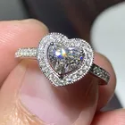 Heart Ring Wedding Rings White Heart Crystal Zircon Stone Engagement Ring Vintage Wedding Rings
