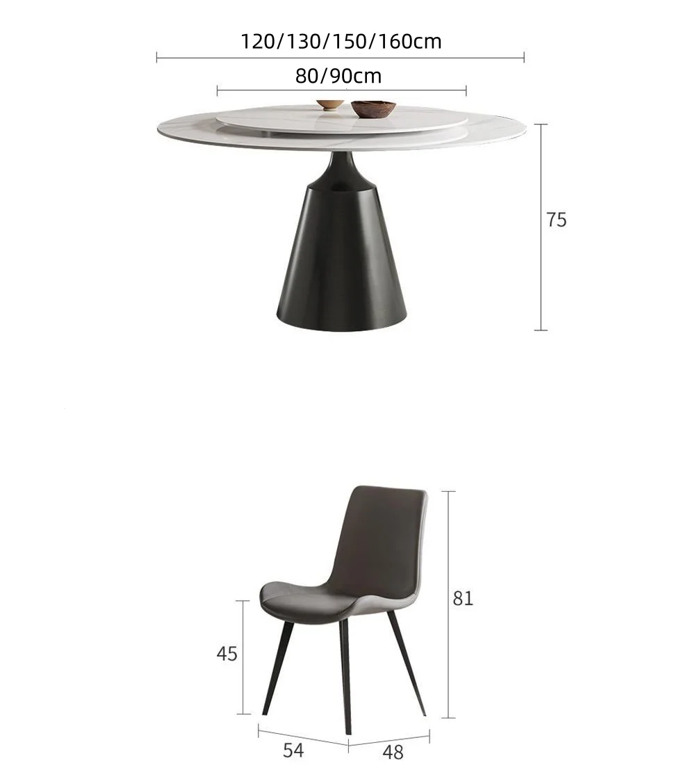 New Design Modern Rock Plate Dinining Table Set For 6 Living Room Stainless Steel Base Round Dining Table With Turntable