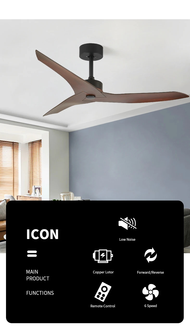 Ceiling Fan, LED, AC85-265V 50, Metal+Wood Blades - detail 4