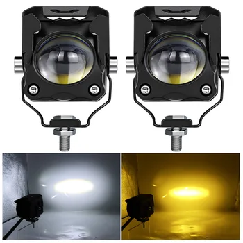 RTS 1Pair New 2 Inch Pod Light Led Motorcycle Spotlight White and Yellow Dual color Fog Light For Tractor ATV Pickup Truck