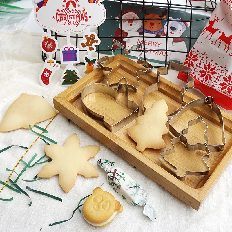 14 Pieces stainless steel candy stick socks gingerbread man cattle angel tree christmas cookie cutter