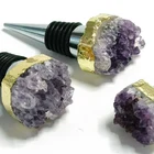 Wholesale Custom Natural Agate Slice Amethyst Cluster Smoky Rose Quartz Crystal Wine Bottle Stopper
