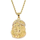 18k Real Gold Customized 18K Real Gold Plated Men Big Hip Hop Necklace With Crystal