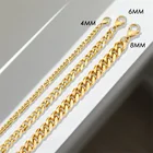 Gold 14k EManco Hip Hop Jewelry Gold Cuban Link Stainless Steel 14k Gold Plated Cuban Chain Necklace