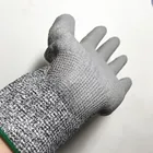 Knitted Gloves Glove HPPE 13G Polyester Knitted Liner Coated PU 5 Grade Cut-Resistant Working Gloves