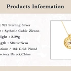 Diamond Gold S925 Sterling Silver Bohemia Hippie Moon Medallion Diamond Gold Plated Necklace