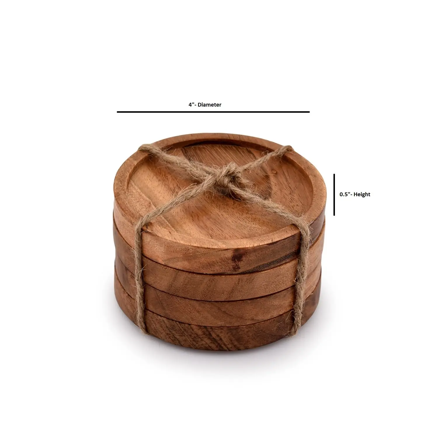 Acacia Round Wood Coasters Inch Wooden Drink Coasters Bulk Stackable