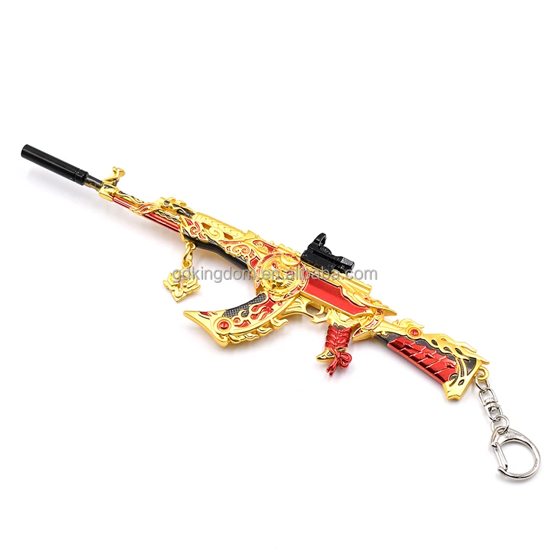 Luxury Gift Akm Guns Model Keychain Shooting Guns With 3 Scopes Keyring