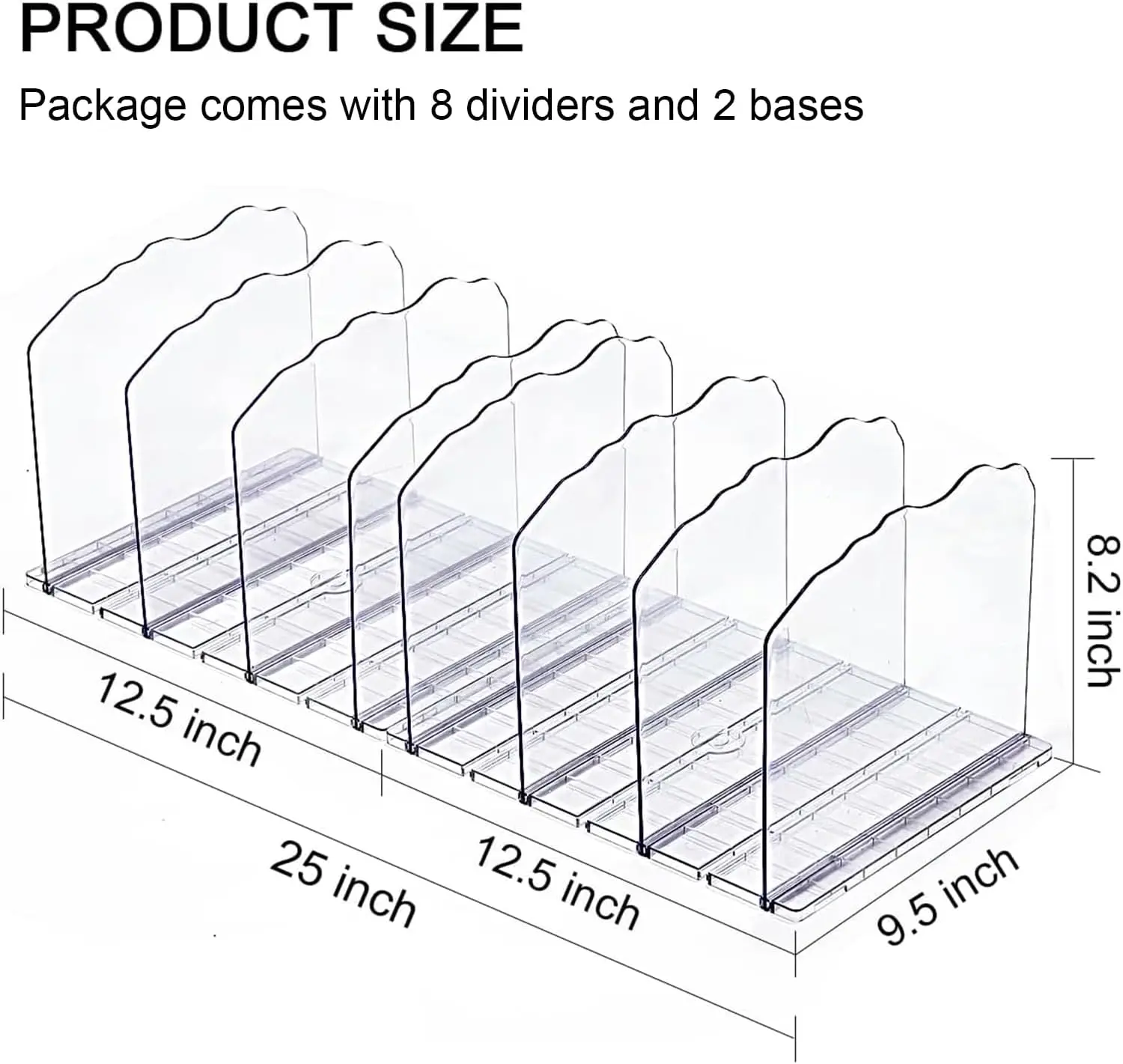 2 Sets in 4 Dividers Handbag Storage Divider Clear Adjustable Acrylic Closet Organizers Purse Organizer for Closet