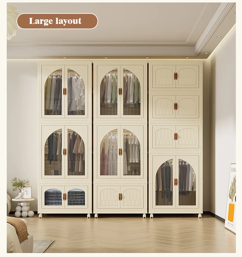 Modern Large Size Closet Storage Cabinet Set Collapsible Plastic Stacking Organizers for Bedroom Furniture Container