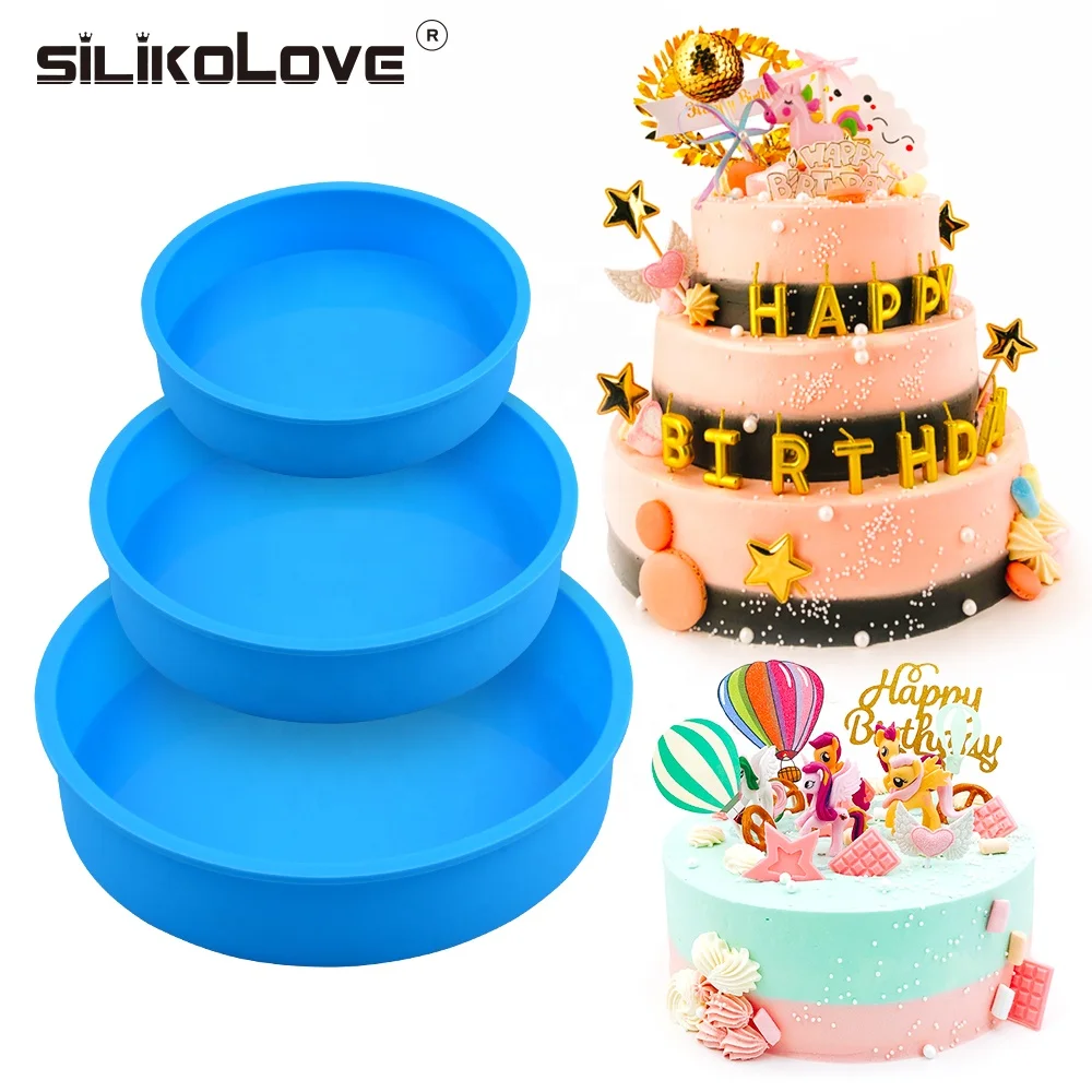 3Pcs / set DIY  three-layer silicone cake pan birthday cake mould muffin decorating mold kitchen tools