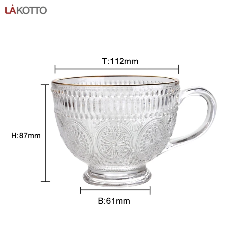 Wholesale retro patterned glass coffee cup milk cup restaurant dessert store applicable glass cup