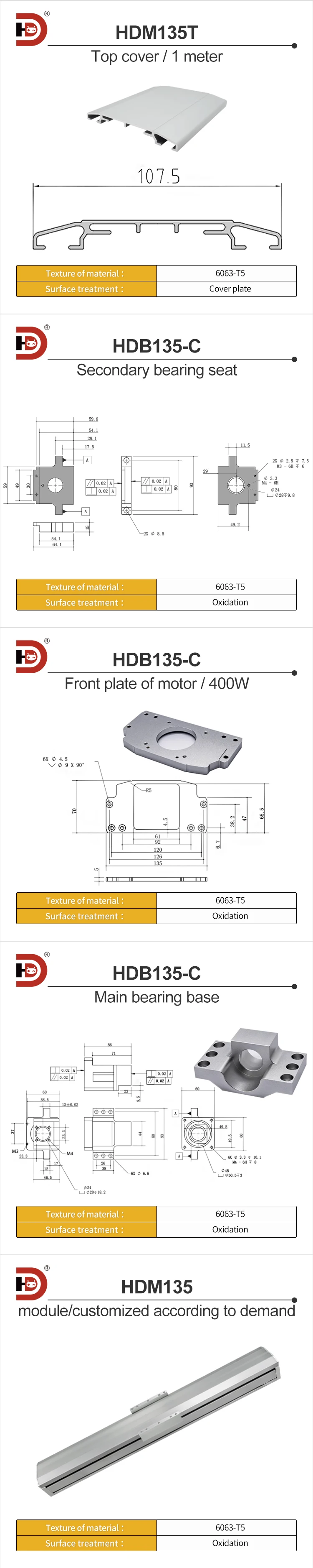 135 Wide Module Aluminum Profile Slide Table Linear Linear Motion Platform Slider Mechanical Arm Synchronous Belt Customization factory