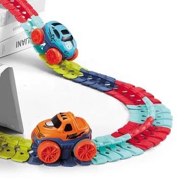 Huiye Amazon hot selling diy assembled Slot Toys Car Set Kids Race Car with Flexible Track Slot Car Track Toy
