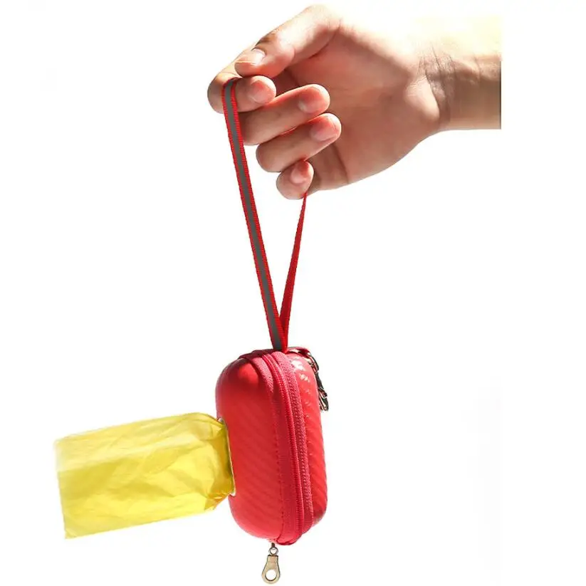 Dog Poop Bag Dispenser Pu Leather Pick Holder Portable Garbage Bags