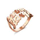Mother's Day Hot Sale Fashion Couple Custom Design Round Double Name Ring 925 Silver Jewelry