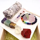 Raw Chakras Stones Wholesale Natural Spiritual Healing Gem Californian White Sage 7 Chakra Raw Stone Set