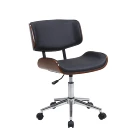 Chair Leather Swivel Task Chair Wood Side Chair In Black Faux Leather And Chrome Finish