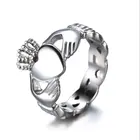 Ring Stainless Steel Irish Claddagh With Celtic Knot Eternity Design Ring Sizes 6-15