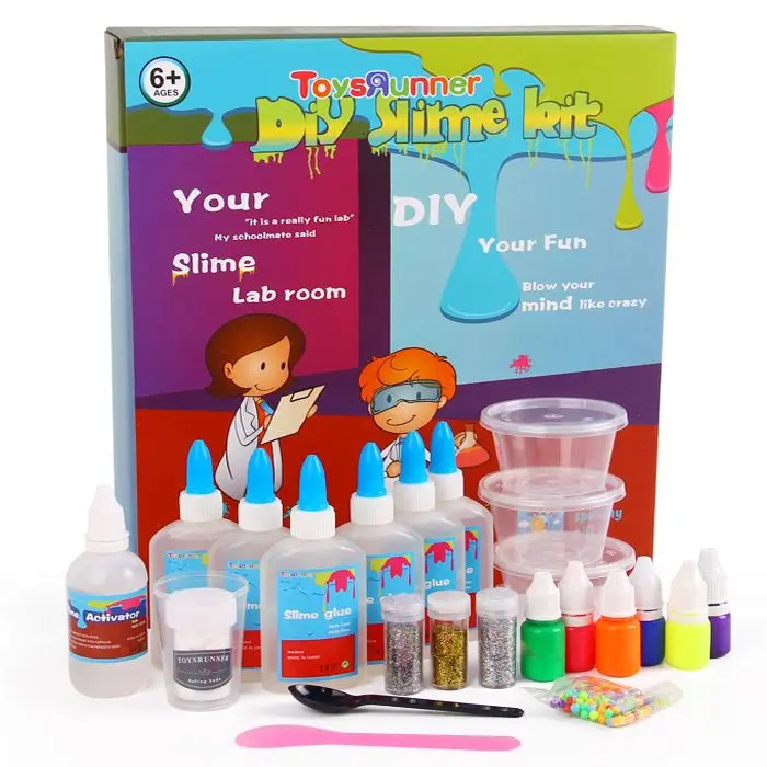 Make Yor Own DIY Slime Making Kit Fluffy Clay Putty Kids set Toys Glow activator 