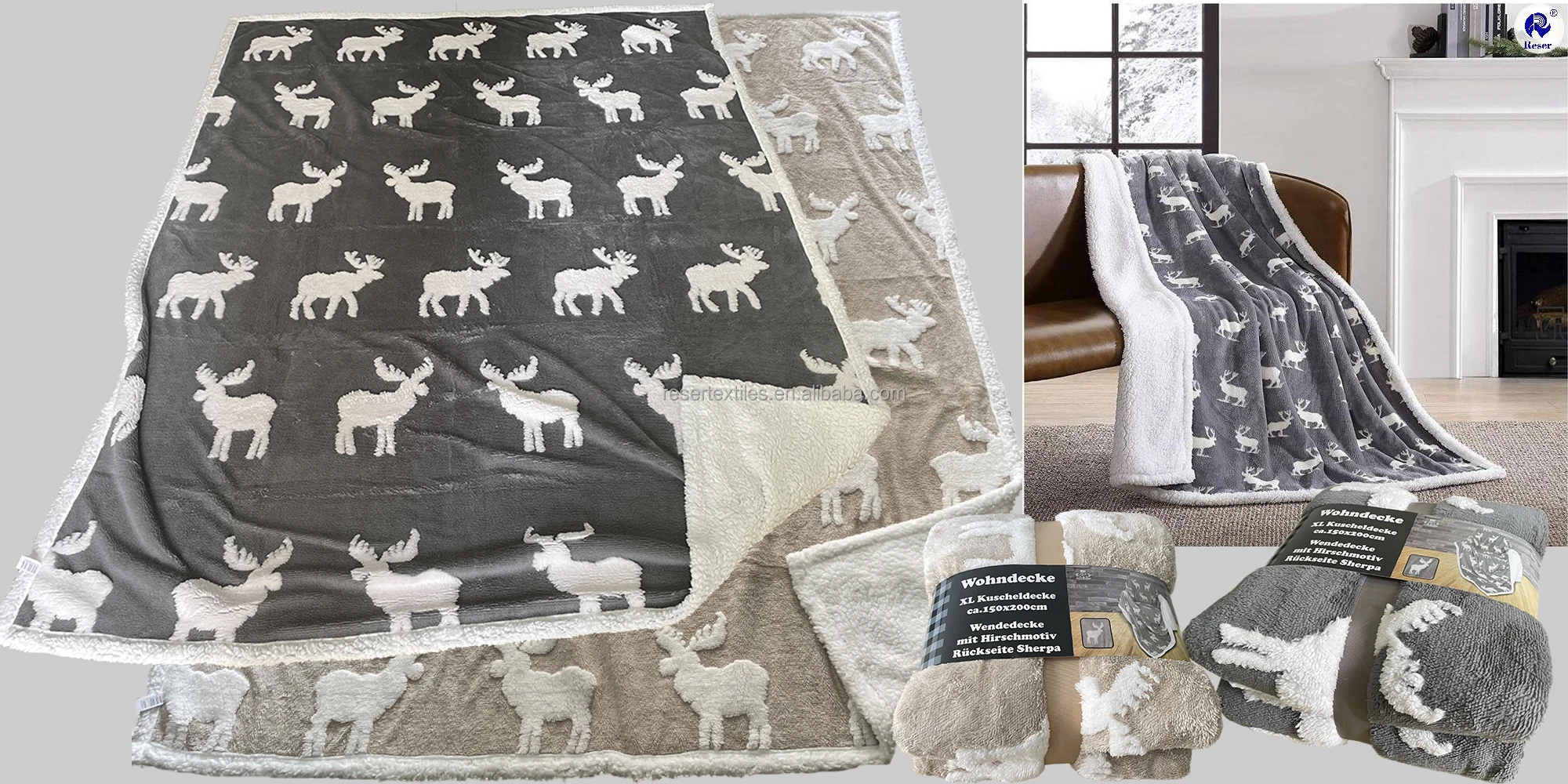 Wholesale Custom Luxury Warm Comfortable Plush Blankets Ultra Soft Sherpa Fleece Throw Blanket for Winter Christmas