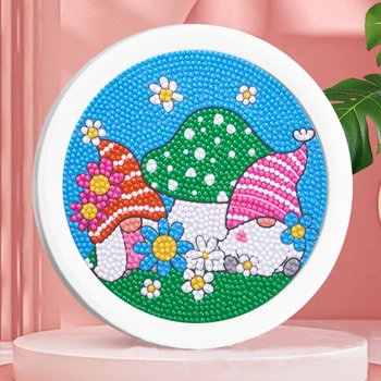 Cartoon  Christmas dolls round framed diy diamond  painting kit crystal art diamond dots decoration