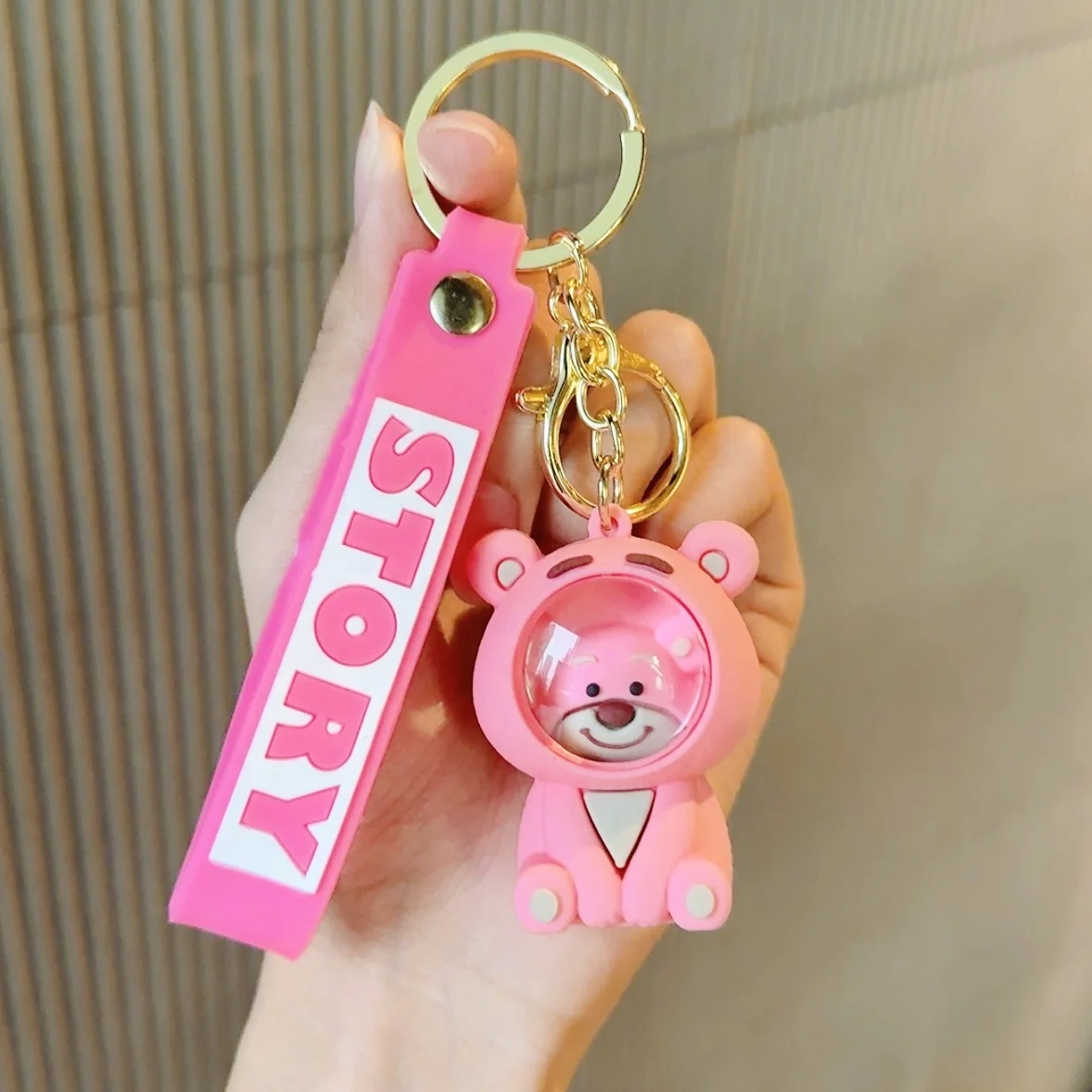 2024 New Arrival Promotion Gifts Kawaii Car keyring Cute pendant Cartoon Mask Strawberry Bear Soft PVC 3D Custom Logo Keychain