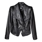 Black Leather Jacket STOCK Ladies' New Design Women Black PU Leather Jacket With Padding