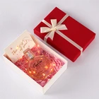 Diwali Gift Custom Printing Red White Paper Cardboard Diwali Gift Box Packaging Luxury Witn Ribbon Closure