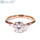 14k Diamond The Moissanites Tianyu Gems 14K 18K Rose Gold Brilliant Oval Moissanite Diamond Wedding Ring
