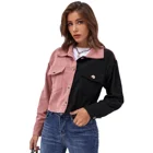 Coat 2021 Autumn/winter European And American Women's Fashion Matching Color Corduroy Shirt Coat