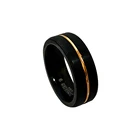 Ring Blue Azorde Jewelry Black Tungsten Steel Ring 8MM Blue Mens Wedding Bands Gold Thin Line
