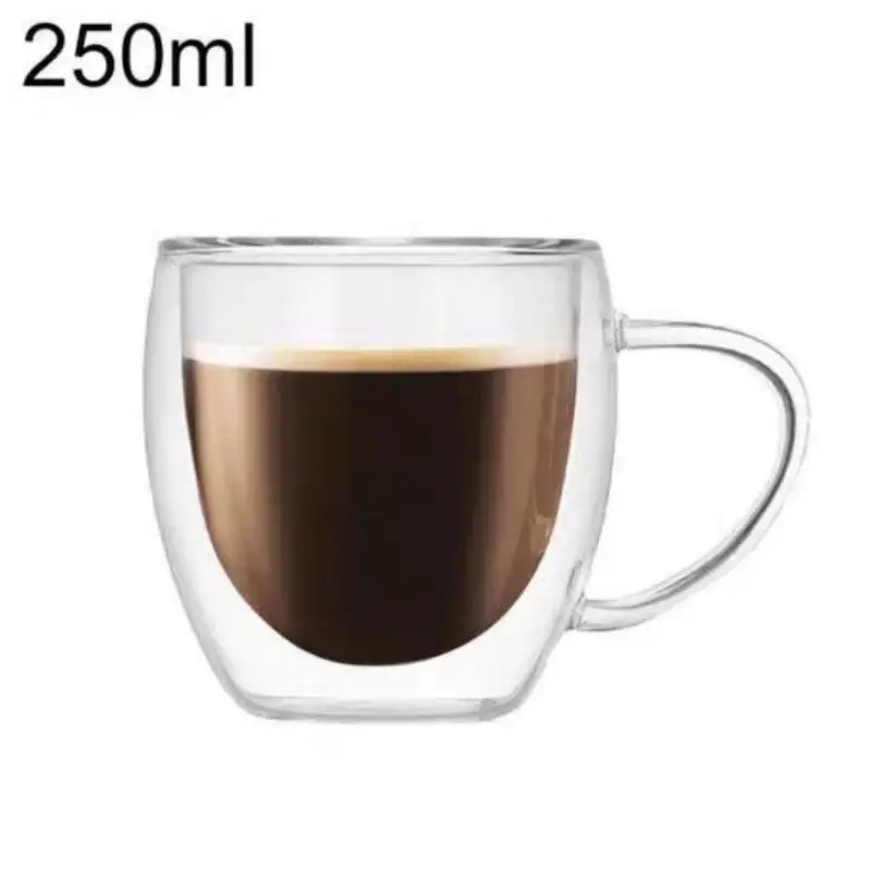 BPA FREE Double wall glass with handle iced coffee cup reusable coffee cup water cup