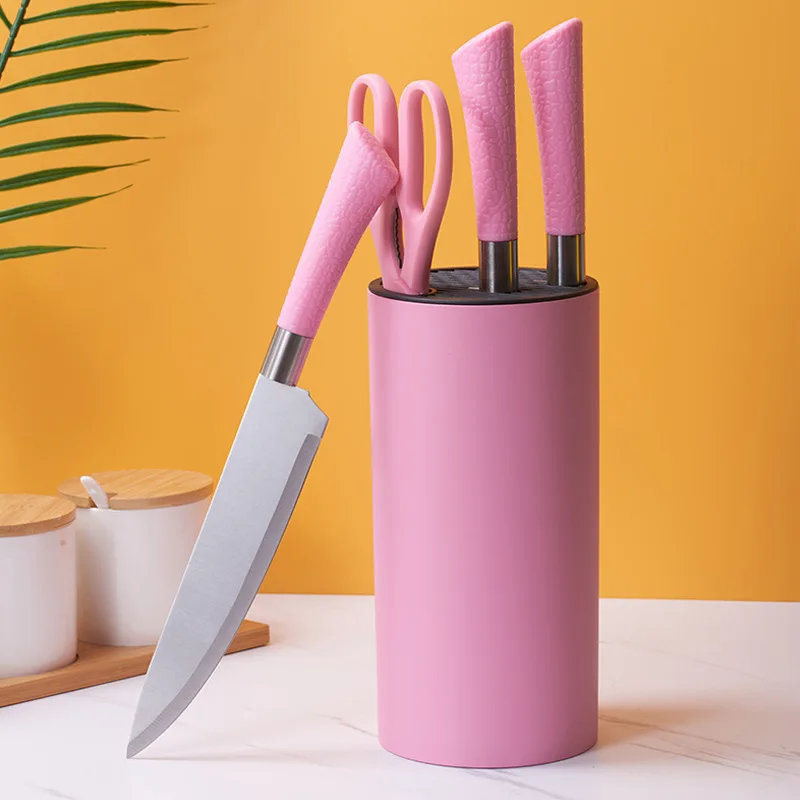 Kitchen Accessories 6pcs PP Handle Kitchen Knife Tool Set Kitchen Knives Set in Pink Blue Yellow