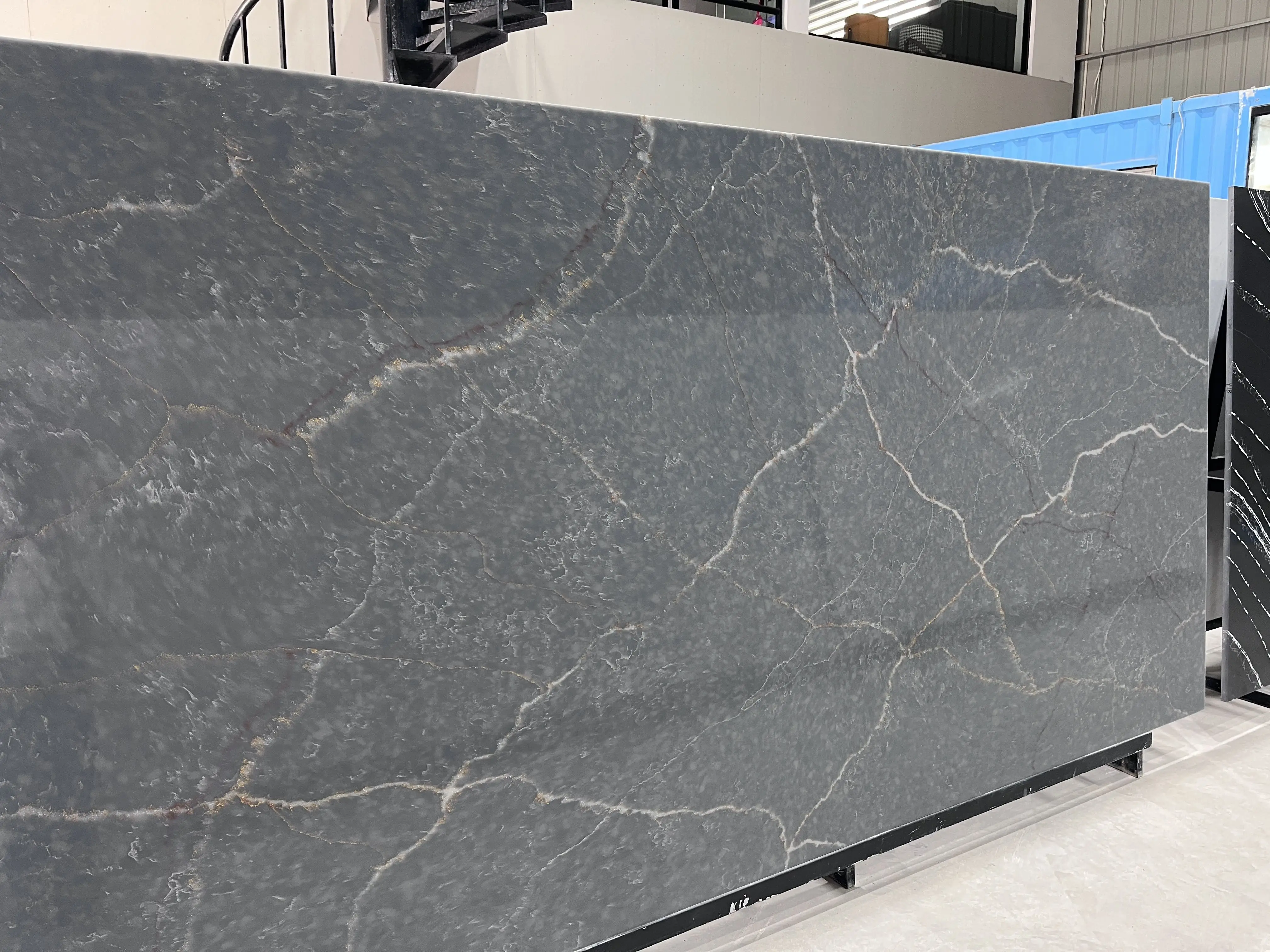 product ydstone modern design poetic black quartz kitchen countertop white vein stone slab for restaurant bar vanity top 3d model design256-2