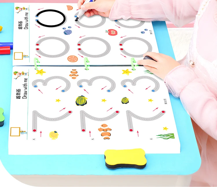 magic reusable education dot to dot training  writing practice learning card for kids