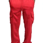 Hop Wholesale Male Cargo Pants Multi Pocket Hip Hop Streetwear Straight Ankle Banded Pants