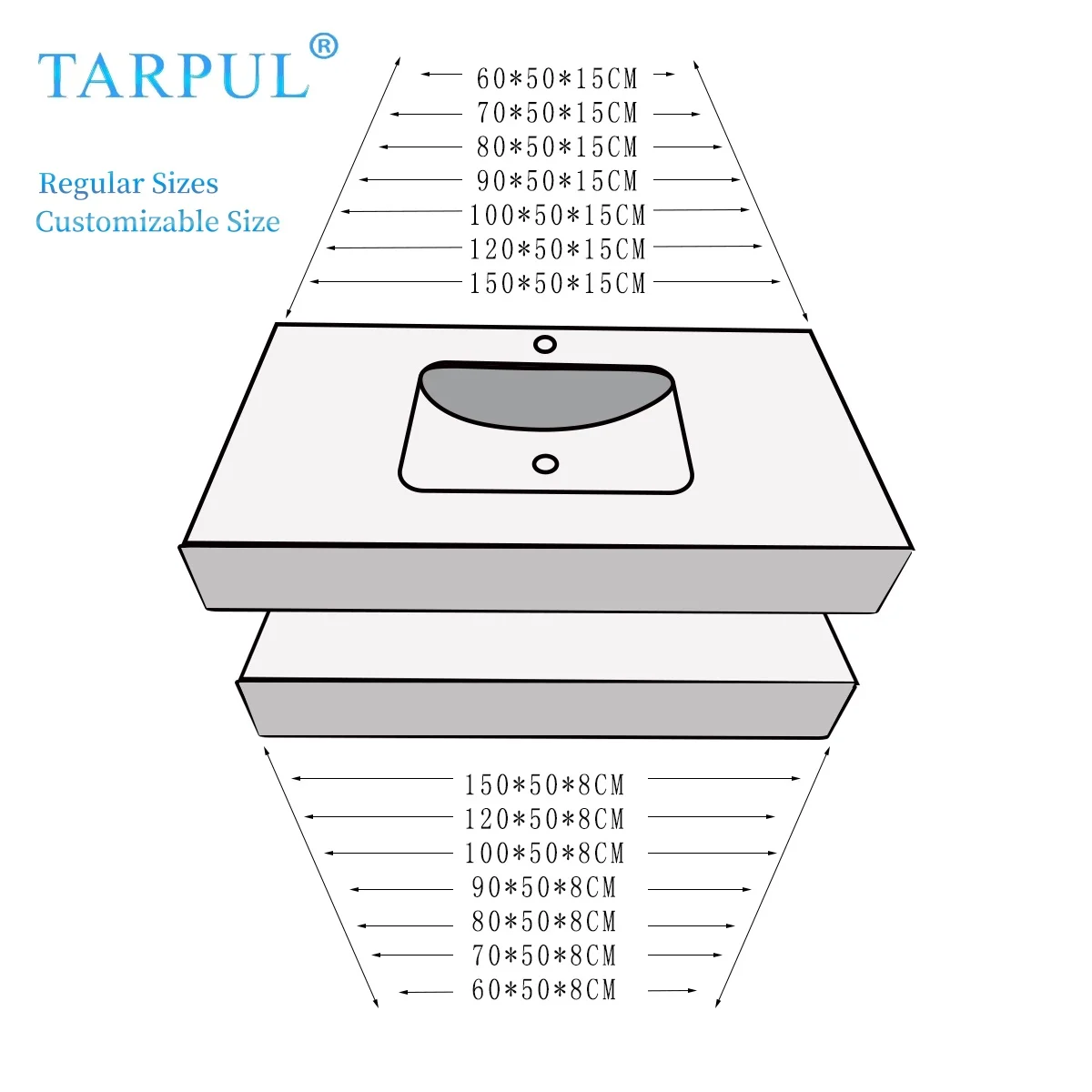 Tarpul Marble Double Washbasin Sink With Mirror Artificial Stone Cabinet Basin Wall Hung Bathroom Vanity Slab Basin manufacture