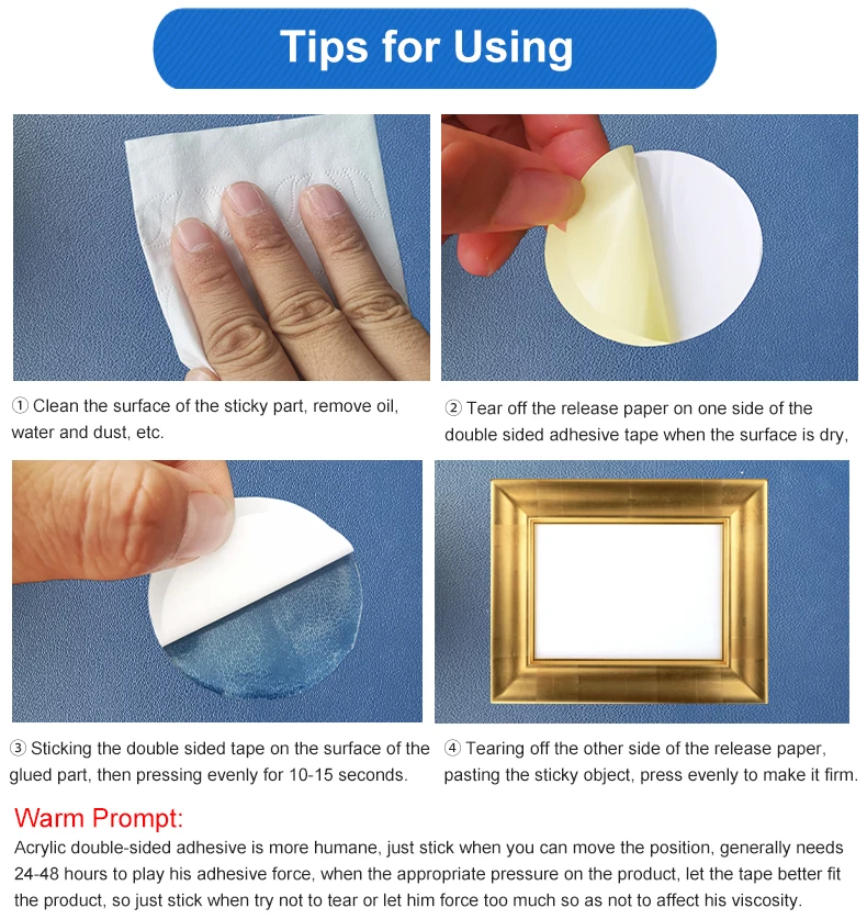 Custom Die Cut Adhesive Tapes Strong High-Temperature Double Sided Acrylic Foam Tape Water Activated for Bag Sealing