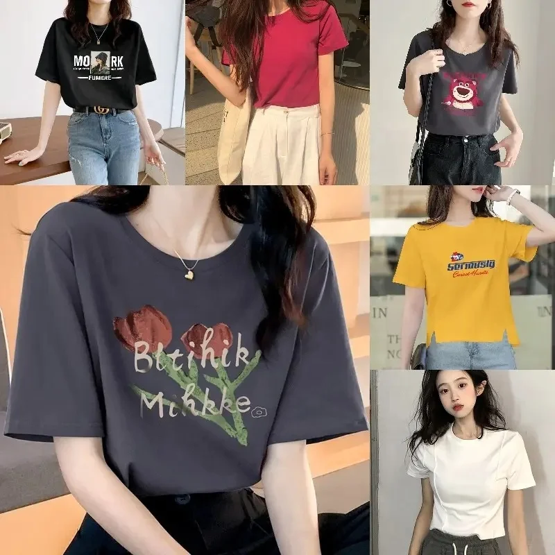 Wholesale new mid-length short-sleeved T-shirt fashion women's T-shirt summer leisure cotton t-shirt