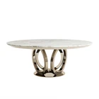Modern Table Modern Design Marble Top Stainless Steel Dining Table With Turntable Marble CT047