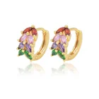 Hoop Earrings Wholesale Jewelry Diamond Rhinestone Personalized Huggie Hoop 18K Gold Plated Initial Pendant Letter Earrings